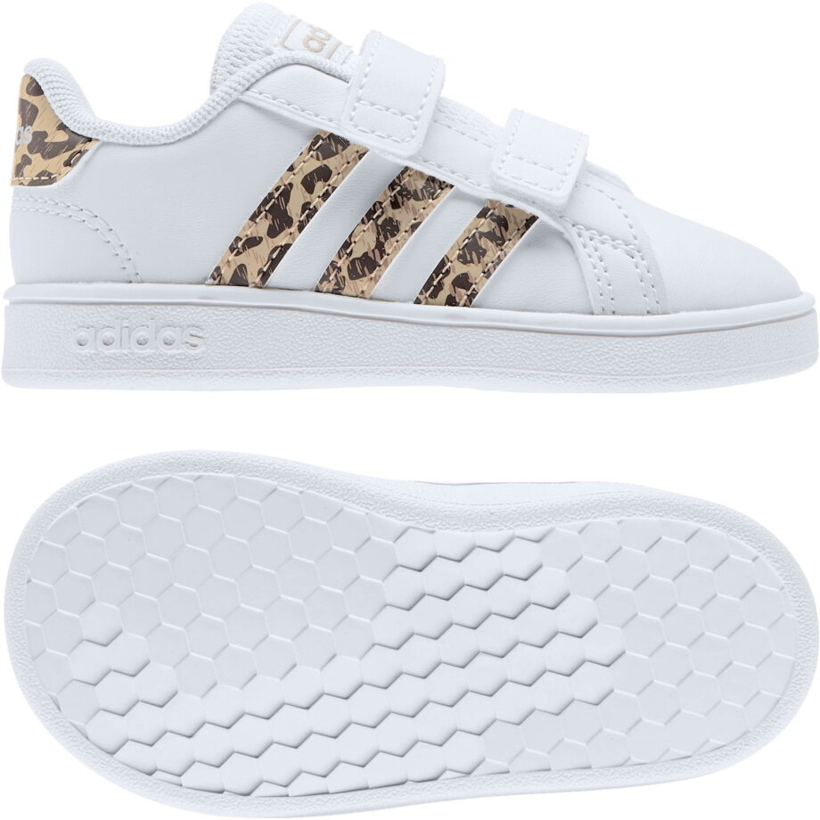 adidas infants grand court leopard trainers white p  zoom